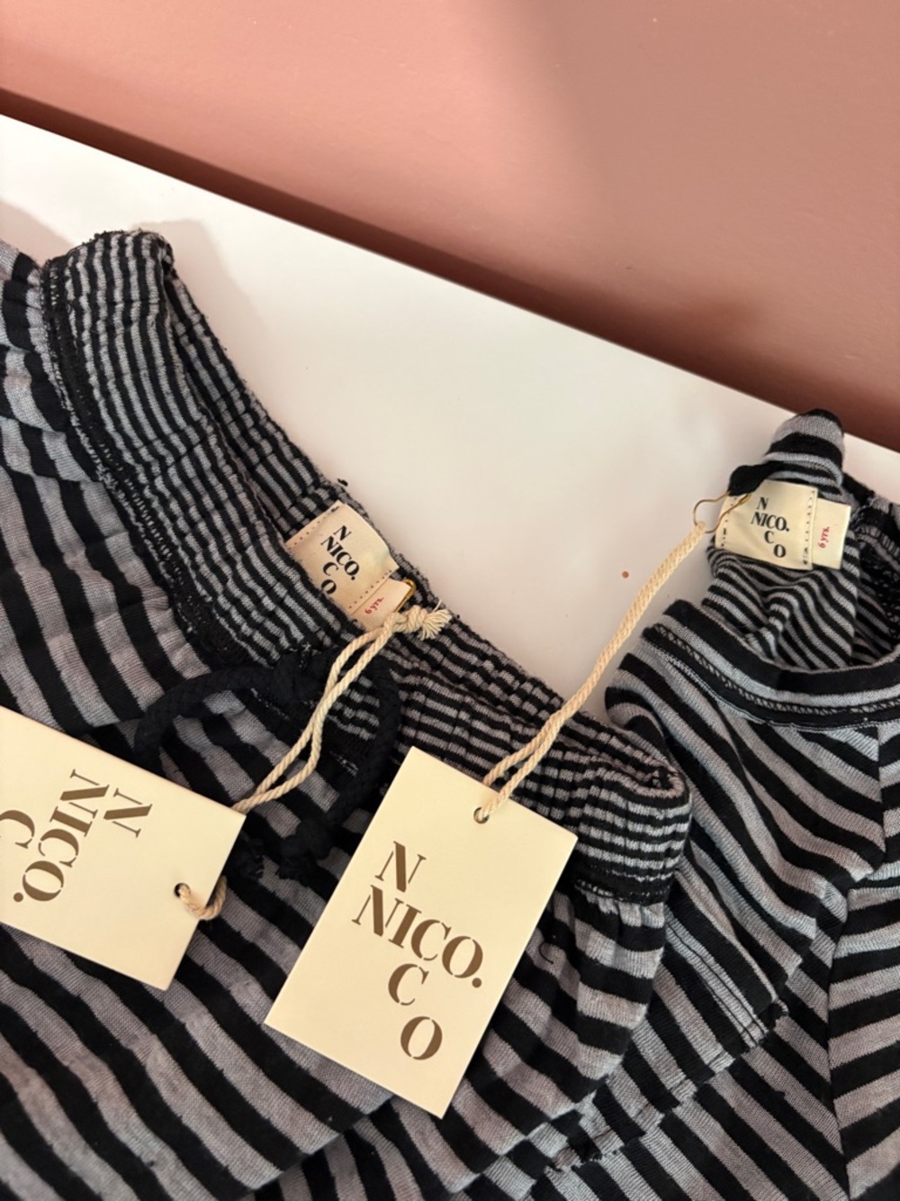 Nico Nico Kids Matching Set Black and Gray Striped Top and Bottom